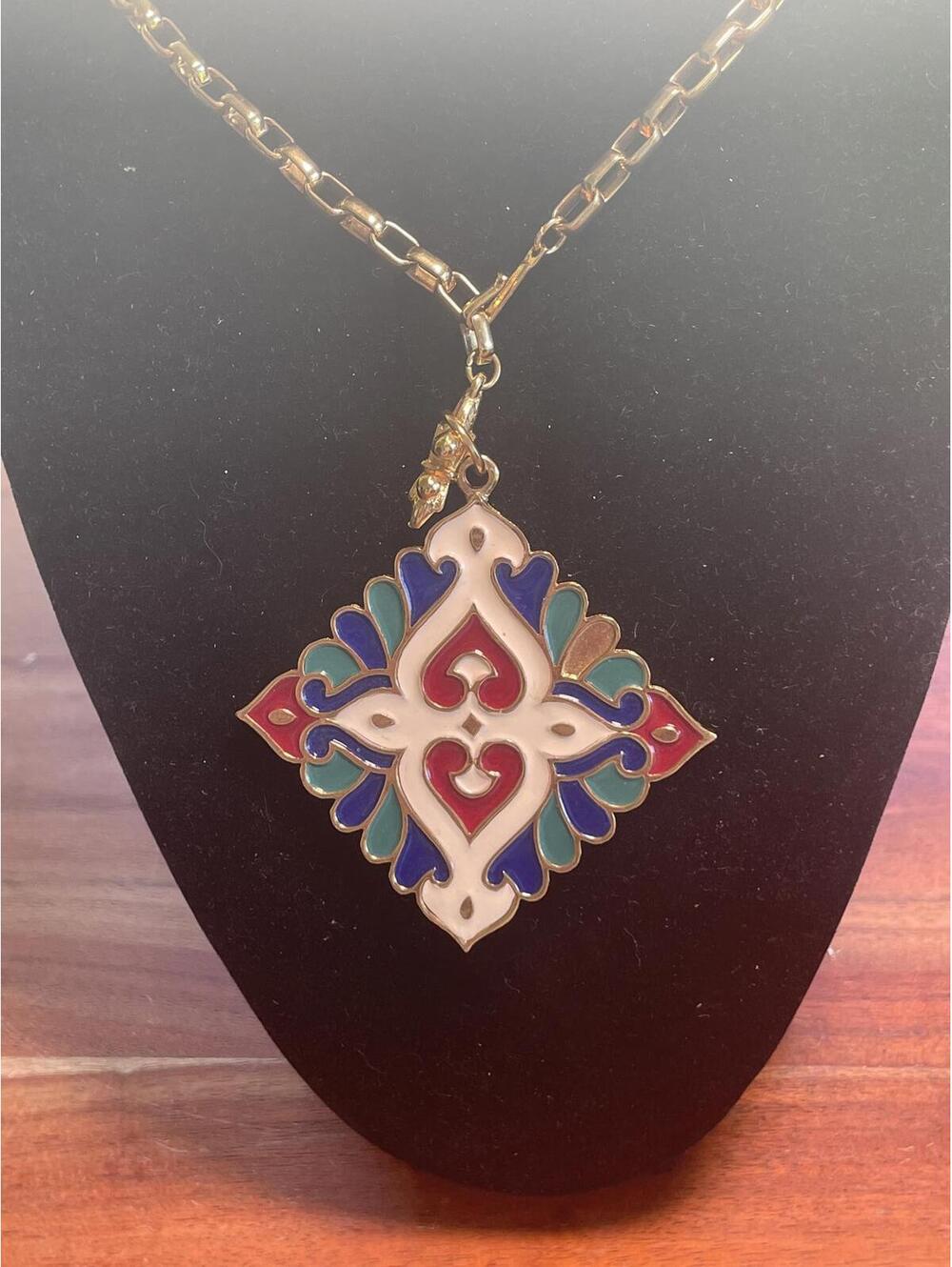 Vintage Vendome Enamel Medallion Necklace